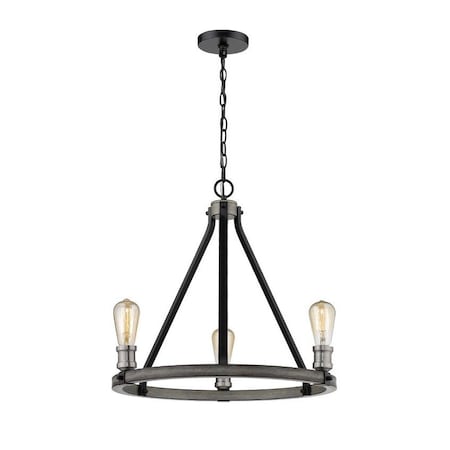 Z-Lite Kirkland 3 Light Chandelier, Ashen Barnboard 472-3ABB